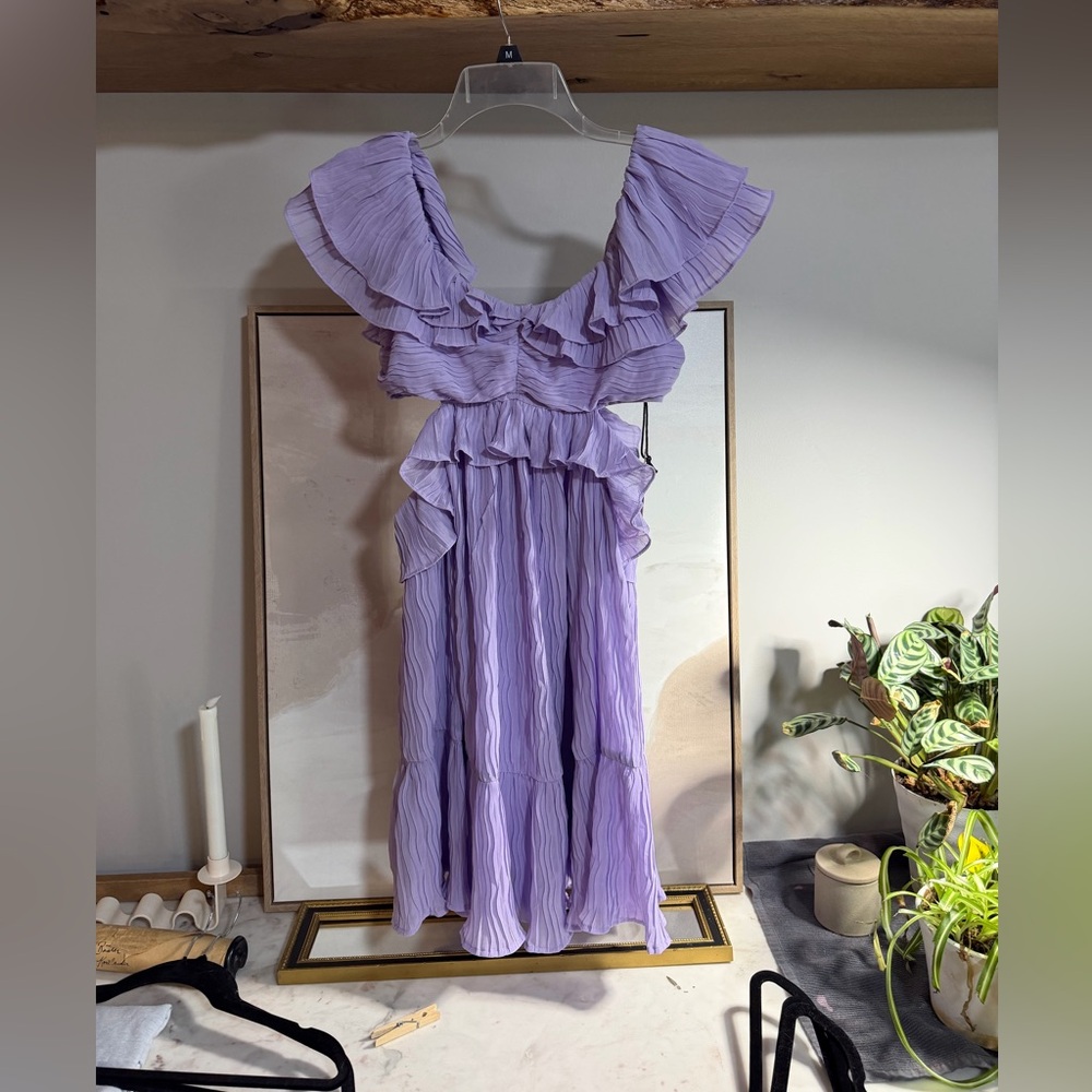 NWT Line & Dot Lilac Ruffle Cut-Out Mini Dress